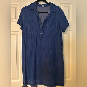 Denim Collared Knee Length Everyday Dress